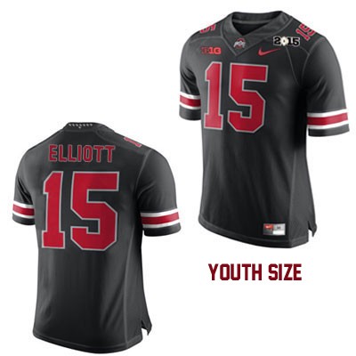 Youth NCAA Ohio State Buckeyes Ezekiel Elliott #15 College Stitched 2015 Patch Authentic Nike Black Football Jersey TJ20Z31MV